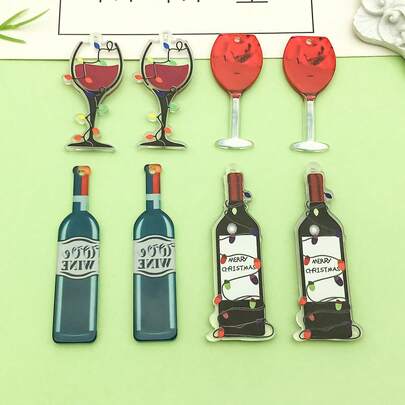5/8个亚克力红酒瓶酒杯吊坠，适用于DIY手链、项链、耳环等珠宝制作工艺用品及配件