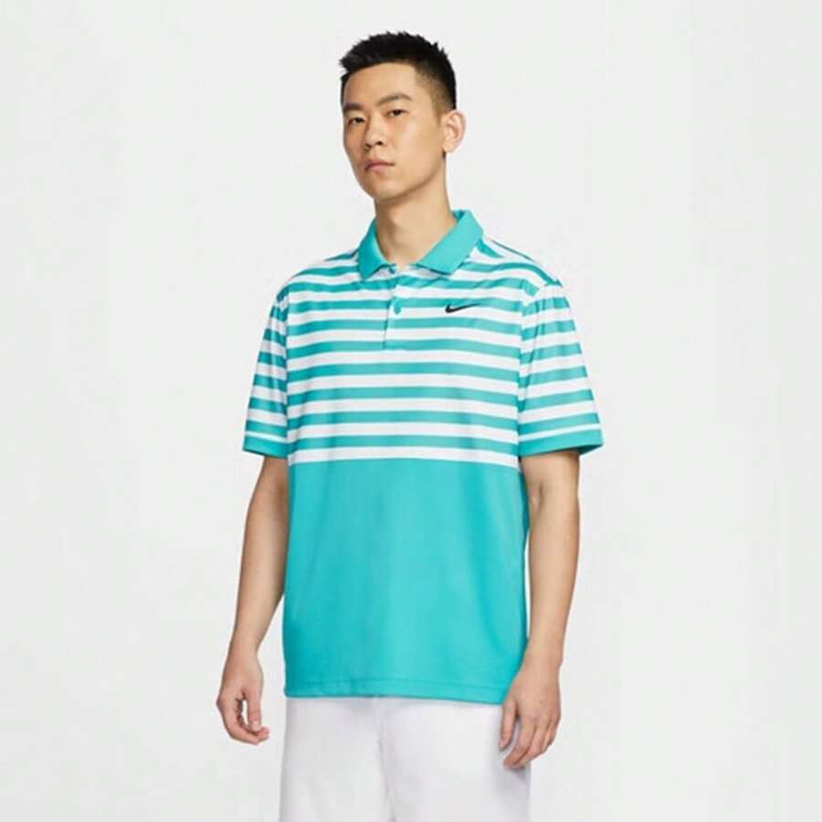 Nike 男士 AS M NK DF VICTORY+ POLO 黑色针织翻领短袖T恤 TFZ7447-345 - 綠色 - 查看 1