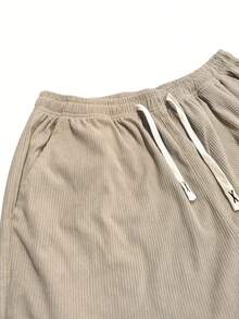 Men's Corduroy Casual Pants - Elastic Drawstring Waist, Breathable & Comfortable - Khaki - View 4