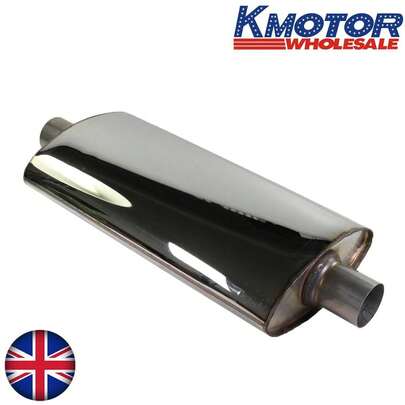 UNIVERSAL 2.5" STAINLESS EXHAUST BACK BOX SILENCER MUFFLER OVAL RESONATOR 63mm