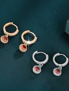 1对女士耳环，时尚精致垂坠耳环，百搭优雅设计，经典合成立方氧化锆耳环 - 耳環耳環 - 查看 6