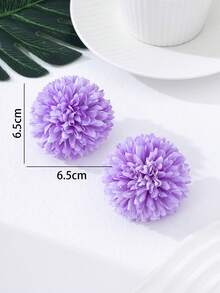 梦幻优雅尖刺球形仿真花耳环，非洲菊耳环，女士派对礼物 - 紫丁香色 - 查看 4