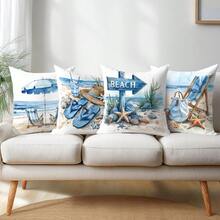 4 vỏ gối trang trí mùa hè tối giản, in một mặt, chất liệu nhung polyester màu đào, kích thước 45*45/50*50/40*40CM, thích hợp cho ghế sofa vải hiện đại, trang trí nội thất, tiệc tùng, làm quà tặng. - Nhiều màu - Xem 8