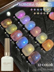 XEIJAYI 1瓶15毫升星光银河效果冰胶指甲油，使用UV/LED灯固化，即可在家轻松打造极光猫咪美甲效果，可卸除。 - 彩色 - 查看 2