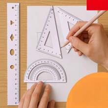 一套金属绘图工具套装，带收纳盒，学生测量套装，多功能套装，返校必备，含尺子 - 彩色 - 查看 7