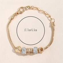 1件心形水晶吊坠可调节串珠手链（女士款） - 金色 - 查看 5