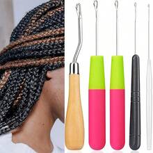 9 Pcs Bent Latch Hook Set Crochet Needle Dreadlocks Tool Knitting Crochet Hooks Hair Extensions Tool For Braiding - Multicolor - View 4