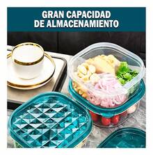 TendenciaSet De 3 Topper Recipiente Alimentos Contenedor 1000ml C/u Transparente RedondoCalidad premium - Redondo transparente - Ver 5