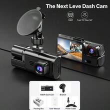 Cámara de salpicadero de doble lente 1080P, cámara DVR para automóvil con visión nocturna infrarroja, ángulo de visión de 170°, compatible con tarjeta TF de 32GB, grabación en bucle, sensor G | Pantalla IPS de 2" Cámara de salpicadero de doble lente para automóvil, modo de monitoreo de estacionamiento las 24 horas, regalo de Navidad - Canales duales + Tarjeta de 32 GB - Ver 12