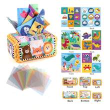 Mainan Kotak Tisu Bayi, Mainan Sensorik untuk Bayi Laki-laki dan Perempuan, Mainan Kain Lembut dengan Kertas Berkerut, Hadiah Edukasi Dini untuk Bayi Baru Lahir - MultiWarna - View 10