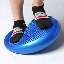 SENSORY PILLOW REHABILITATION SENSORMOTOR BERET HEDGEHOG DISC 33 CM, Inflated Wobble Cushion 33CM Inflatable Air Stability Cushion Balance Board with Pump Non-slip Balance Disc Sitting Posture Trainer Wiggle Seat for School Home Equipment Office - 藍色 - 查看 4