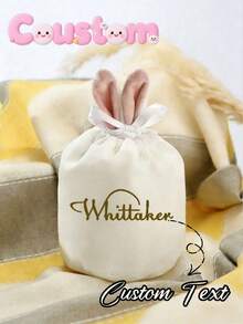 Personalized Cute Rabbit Easter Tote Bag, With Name, Easter Egg Hunt Party Favor, Customized Canvas Bag, Gift, Personalized Gift - Multicolor - View 9