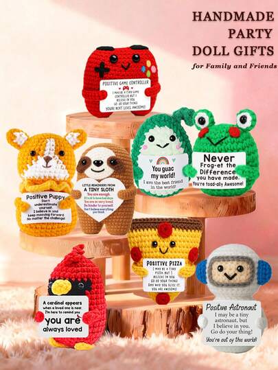 1件手工钩织桌面摆件，可爱毛绒娃娃，送给闺蜜、生日、女友、姐妹、妈妈、奶奶、同事、家人的礼物，传递正能量，母亲节礼物，柔软毛绒钥匙扣饰品