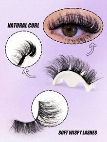 14对装超值假睫毛，猫眼款，自然款，3D立体，蓬松轻盈，自然浓密，柔软可重复使用，新手友好，适合日常、派对、约会等场合。 - 自然纖長款 - 查看 3