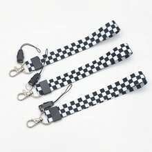 Weiches und hautfreundliches Schlüsselband, einfach in Schwarz & Weiß, Rosa & Weiß, Lila & Weißkariert, vielseitige Mode Kamera/Handy Halterung, Schulmaterial - Schwarz und Weiss - Übersicht 25