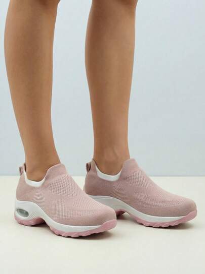 Women's Pink Casual Cushioned Shock-Absorbing Running Shoes, Leisure Shoes, Dance Shoes, Nurse Shoes, Shake Shoes, Platform Shoes, Chunky Sneakers