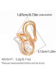 6pcs/Set 304 Stainless Steel Zirconia Inlaid Rings, 18K Gold Plated Rings, INS Style Personalized Accessories, High-End Feeling Rings, Best Choice For Holiday Gifts And Daily Matching, Suitable For Daily Gatherings And Parties, Best Gift For Girlfriend And Wife - Multicolor - View 7