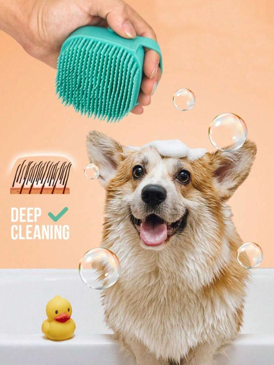 1pc Pet Bath Brush, Soft Silicone Pet Shampoo Massage Machine Beauty Bath Brush, Used For Cleaning Short And Long Haired Dogs And Cats - Multicolor - View 1