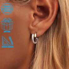 1 pièce Boucles d'oreilles créoles asymétriques élégantes en argent sterling 925, à la mode pour le quotidien, les fêtes, les déplacements, cadeau pour les femmes - Argent - Voir 7