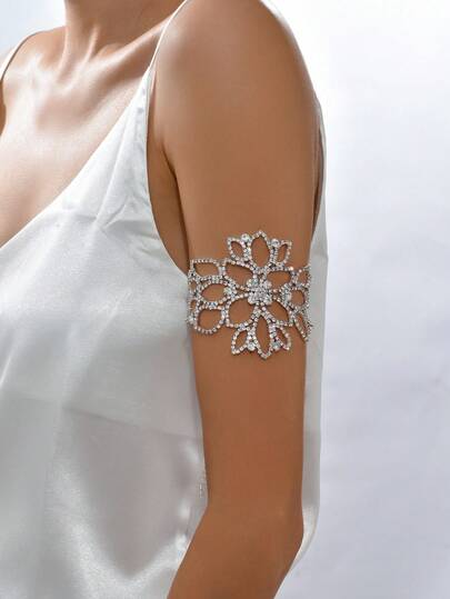 1pc Light Luxury Flower Rhinestone Arm Ring Arm Chain Women's Daily Accessories (Can Be Used As Bracelets, Anklets, Headwear, Multiple Wearing Methods.)