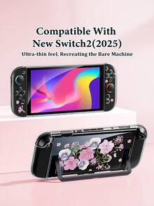 Ayotu 1pc Embossed Dandelion Pattern Ultra-Thin TPU Transparent Protective Case Compatible With Switch OLED/Switch/Switch Lite/New Switch 2 (2025) - Supports Kickstand Design, No Need To Disassemble, Anti-Fall And Dust-Proof, Multiple Colors Available, Pastoral Style/Plant Lover Gift/ Floral Protective Case - Multicolor - View 6