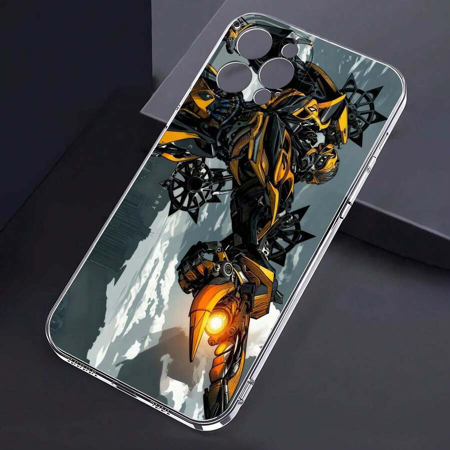 Robot en acción, dinámico en amarillo y negro. Esta elegante funda para teléfono es compatible con Samsung, Apple, OPPO, , etc. Fabricada en TPU flexible, resistente a golpes y arañazos, ofrece una excelente protección contra caídas y un agarre cómodo. Es un regalo ideal para familiares, amigos y seres queridos, y una opción perfecta para festivales. Fundas para iPhone, San Valentín, , fundas para hombre, celulares y accesorios, funda transparente para teléfono. - transparente - Ver 1
