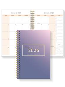 Trees A5 螺旋裝訂 2026 年 1 月至 12 月全年日曆，包含備忘錄、待辦清單與每月概覽頁，適合返校季、居家與桌面裝飾，也是送給女性的完美文具禮物 - 紫色 - 查看 9