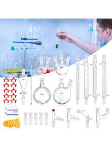 Lab Distillation Kit, 3.3 Boro Lab Glassware Distillation Kit With 24, 40 Joint, 1000ml Essential Oil Distillation Apparatus Kit, 32 Pcs Set Of Glassware Equipment - White - View 9
