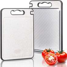 优质不锈钢切菜板，双面厨房砧板，内置磨刀器和蒜泥器，防滑硅胶包裹，可用洗碗机清洗，最佳礼物之选 - 米色 - 查看 1