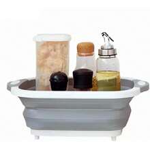 1pc Collapsible Washing Up Bowl, Multi Function Bowl Drying Rack, Portable Cutting Board, Retractable Drain Washing Basket Basin Vegetable Fruit Tray For Camping, Picnic, Kitchen - Multicolor - View 6