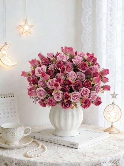1PC 11.61inch Artificial Rose Bouquet Valentine's Day Gift Wedding Decoration DIY Wreath Material, Bridal Handheld Flower Accessories, Wedding Car Decoration, Door Arch Decoration, Home, Restaurant, Bedroom, Vase Decoration, Birthday Party Decoration Material New Year's Gift, Valentine's Day Gift, Rama Decoration