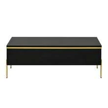 Modern High-Gloss Lacquered Coffee Table, Elegant Side Table, Multifunctional, Living Room Furniture, 100 X 50 X 36 Cm (Length X Width X Height) - Black - View 12