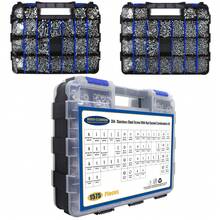1575pcs Stainless Steel Hardware Assortment Kit - Pan/Flat Head Bolts With Nuts Washers & Organizer Box - Blue - View 2
