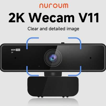  Nuroum V11 2K Webcam Full HD 1080P 60fps Webcam Full Hd Plug And Play Computer Usb Web Camera With Microphone For PC Computer Laptop Desktop,NUROUM V11 2K Webcam For PC, 1080P 60FPS USB Web Camera With Microphone, 1440P@30fps, 90° Wide-Angle, Privacy Cover, Plug&Play
