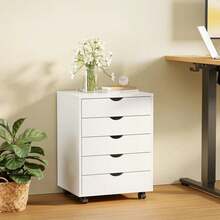 5-Drawer Portable Storage Cabinet On Wheels For Office, Bedroom & Home Organization, White - 5 ngăn kéo-trọng lượng - Xem 2