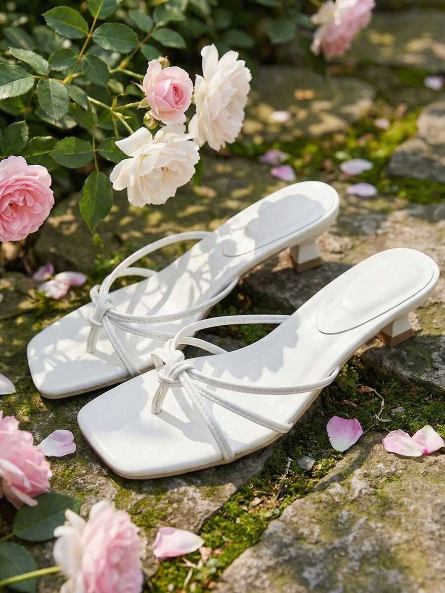 New Fashionable Women's Beach Sandals, Slip-On Peep Toe, Elegant White Summer Sandals, Comfortable And Lightweight - White - View 1