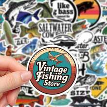 50pcs Lua FIshing Stickers Tackle Box, Luggage, Laptop, Guitar, Skateboard, Bicycle, DIY Decor, PET Stickers,School Supplies,Back To School - A - View 5