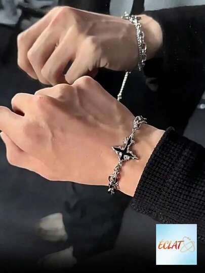 1pc Fashion Star Decor Chain Bracelet Men's Daily Wear  Simple Style High Quality Jewelry Gift For Boys XULI
