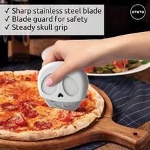 NEW -  Slice Reaper Pizza Cutter Wheel - Funny Gifts, Halloween Gifts Cute Kitchen Accessories, Pizza Slicer With Cover, Kitchen Gothic Spooky Gifts, Stainless Steel Handheld (Skull) - Slice Reaper - Xem 3