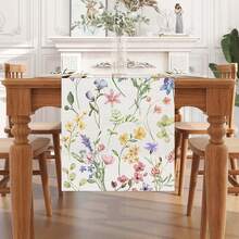 Watercolor Floral Spring Table Runner, Floral Home Kitchen Dining Table Decor For Spring And Summer, Easter - Multicolor - View 8