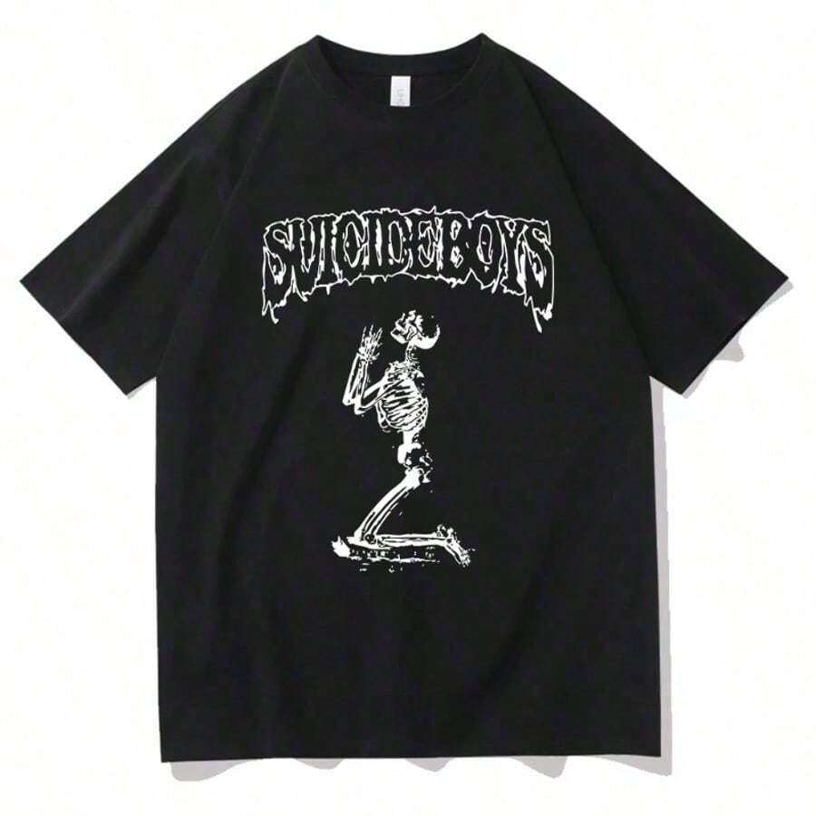 New Style Fashion Suicideboyss G59 Shirt Suicideboy Tour Shirt Suicideboyss Merch American Hip-Hop Round Neck Casual T-Shirt Harajuku - 黑色 - 查看 1
