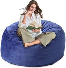 Puf para adultos y niños con relleno de espuma viscoelástica, puf con funda de terciopelo lavable ultra suave, sofá de felpa para sala de estar, recámara y sala de juegos, 3 pies, azul - Azul - Ver 2