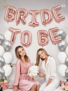 10个“新娘”字母气球，16英寸玫瑰金心形铝箔气球，适用于婚礼派对、单身派对、订婚装饰、婚礼装饰用品 - 玫瑰金 - 查看 9