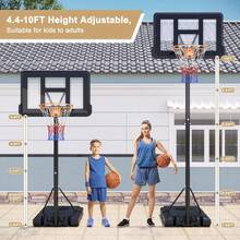 Dripex Portable 10ft Basketball Backboard Hoop Net Set Professional Outdoor Basketball Stand With Wheels ,Adjustable High 2.3M-3.05M - 黑色 - 查看 2
