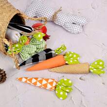 Paquete mixto de 5 piezas (1 pieza de cada uno de los 5 colores) Adornos de zanahoria de tela de Pascua, decoraciones de bandeja para el hogar, suministros de fiesta festiva, adornos hechos a mano - Multicolor - Ver 6