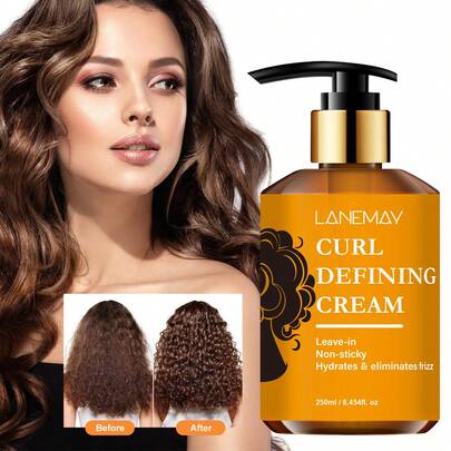 Curl Defining Cream Designed For Natural Curly And Styled Curly Hair, Precisely Controls Curl Shape For Voluminous, Smooth Curls, Prevents Flat And Messy Look, Maintains Elegant Styling All Day