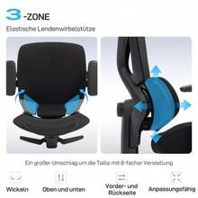 Ergonomic Office Chair With Casters, Mesh Upholstery, Lumbar Support, Computer Chair With Armrests And Adjustable Headrest - Black - View 4