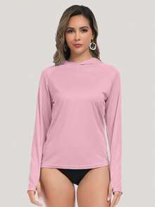 4 Pieces Of Women's Sun Protection Hoodies, Hooded UV Resistant Long Sleeved T-Shirts, Quick Drying Lightweight Sun Protection Hoodies, Breathable And Elastic Hiking Shirts, Long Sleeved Running And Outdoor Exercise Shirts,100% Polyester - 彩色 - 查看 4