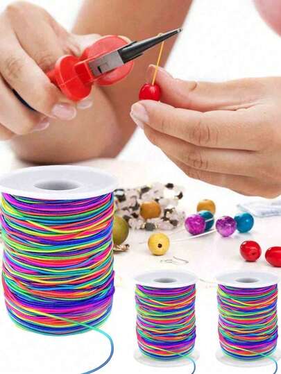 50m Rainbow Braided Cord, Bracelet Cord, Durable Rainbow Rope, Jewelry Cord, Multicolor Handmade Craft String, Bracelet Cord, 1mm Sturdy Rainbow Rope, Suitable For DIY Jewelry Making, Necklaces, Beaded Strings And Handicrafts, Bracelet Making, Clay Beads Thread, Jewelry, Necklaces, Sewing And Crafts