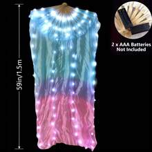 LED Luminous Fan 1.5M | Blue White Gradient Soft Wire Light String | Battery Free | Belly Dance Stage Party Wedding Performance Props - Luminous Silk Fan - View 7